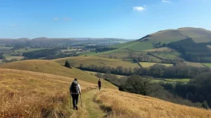 England countryside walking trail slow travel Rolling countryside and walking trail highlighting slow travel and rural exploration in England